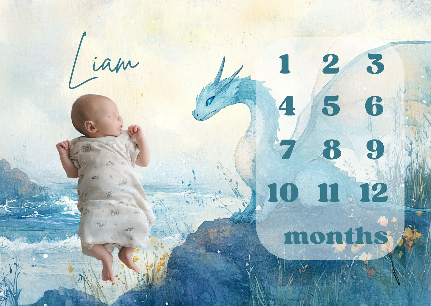 Personalized Milestone Blanket - Dragon Tales