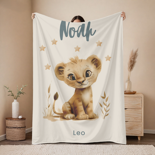 Personalized Leo zodiac baby blanket with custom name, astrology baby gift for newborn