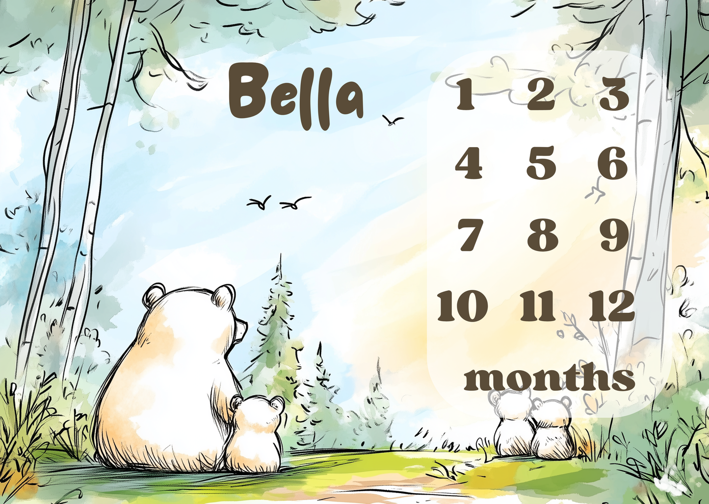 Personalized Milestone Blanket – Bear Family