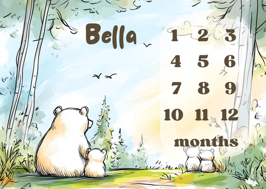 Personalized Milestone Blanket – Bear Family