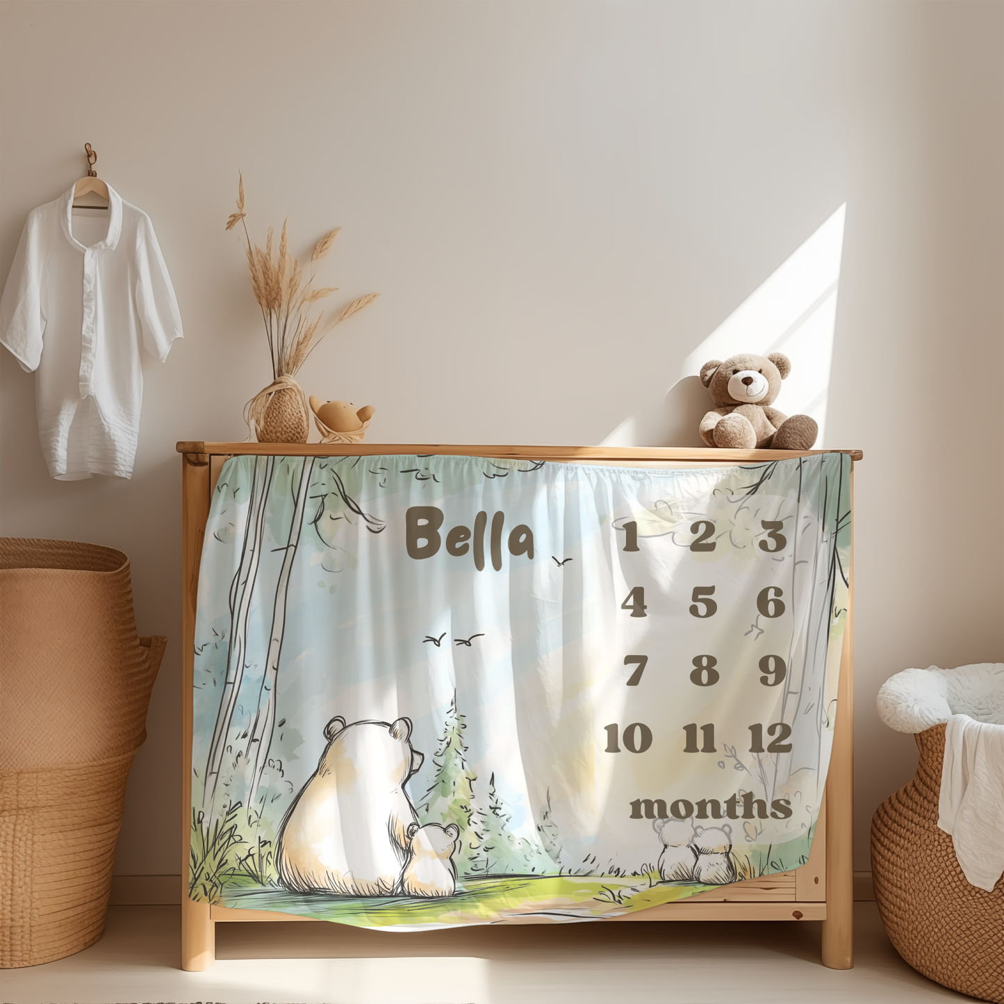 Personalized Milestone Blanket – Bear Family