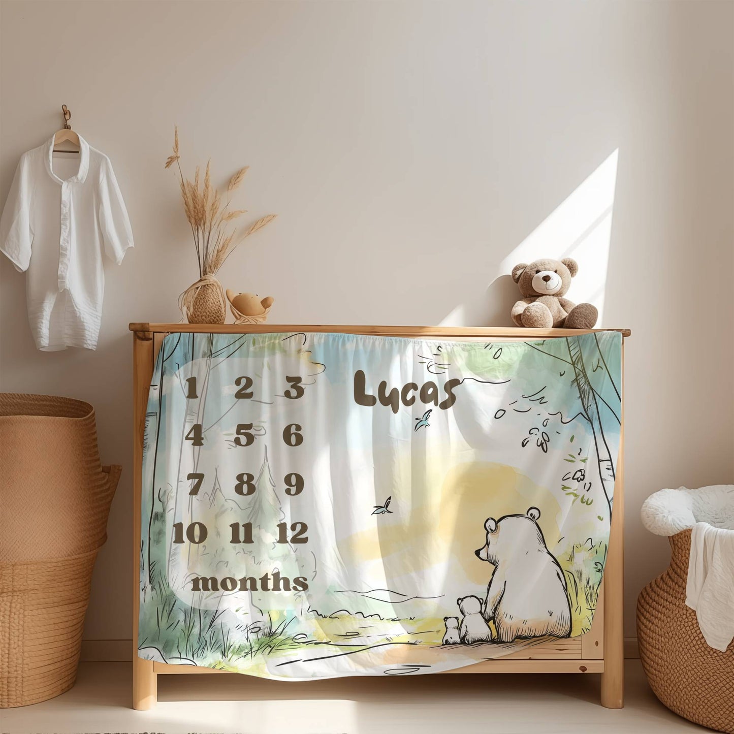 Personalized Milestone Blanket – Bear Family