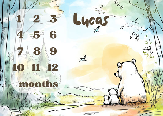 Personalized Milestone Blanket – Bear Family