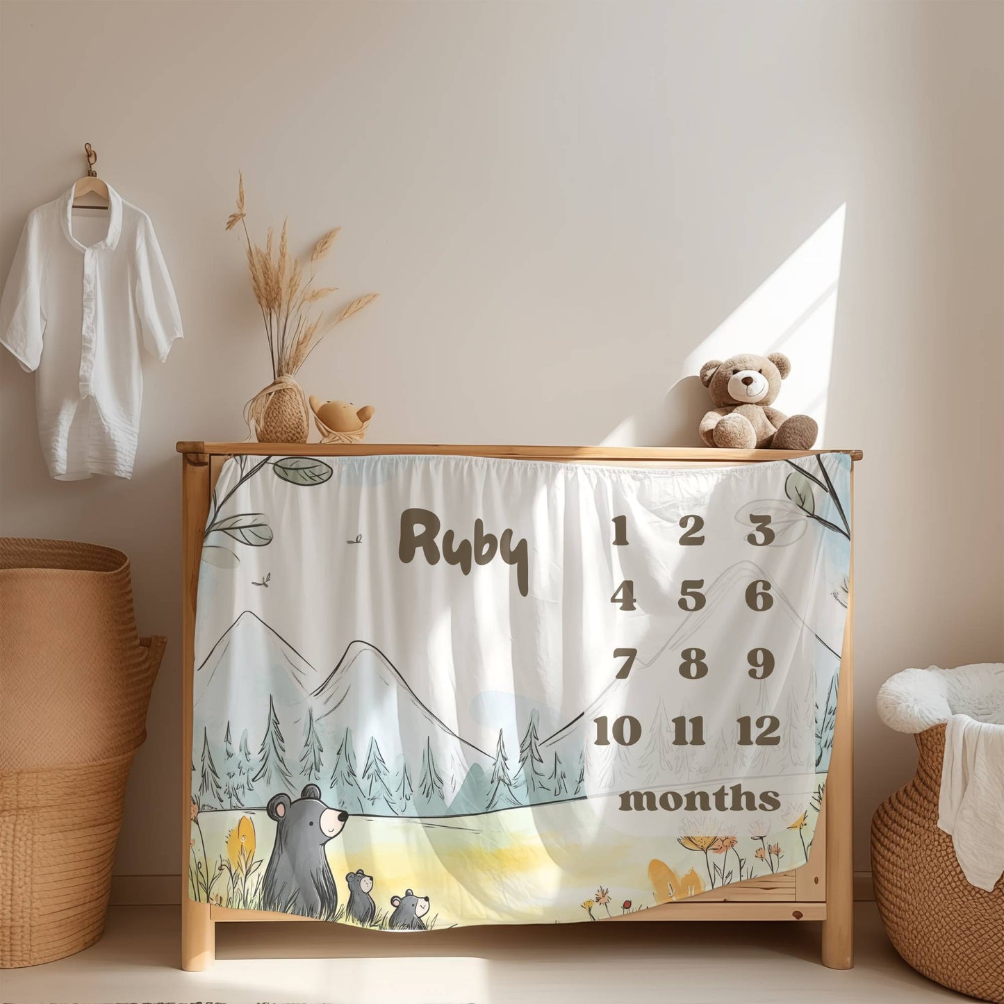 Personalized Milestone Blanket – Bear Family