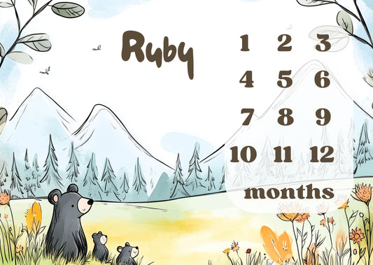 Personalized Milestone Blanket – Bear Family