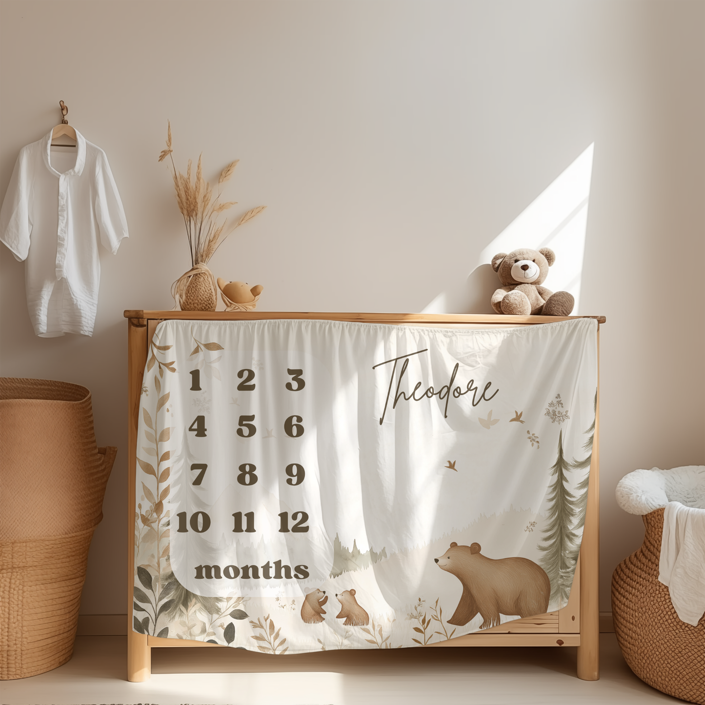 Personalized Milestone Blanket – Bear Family