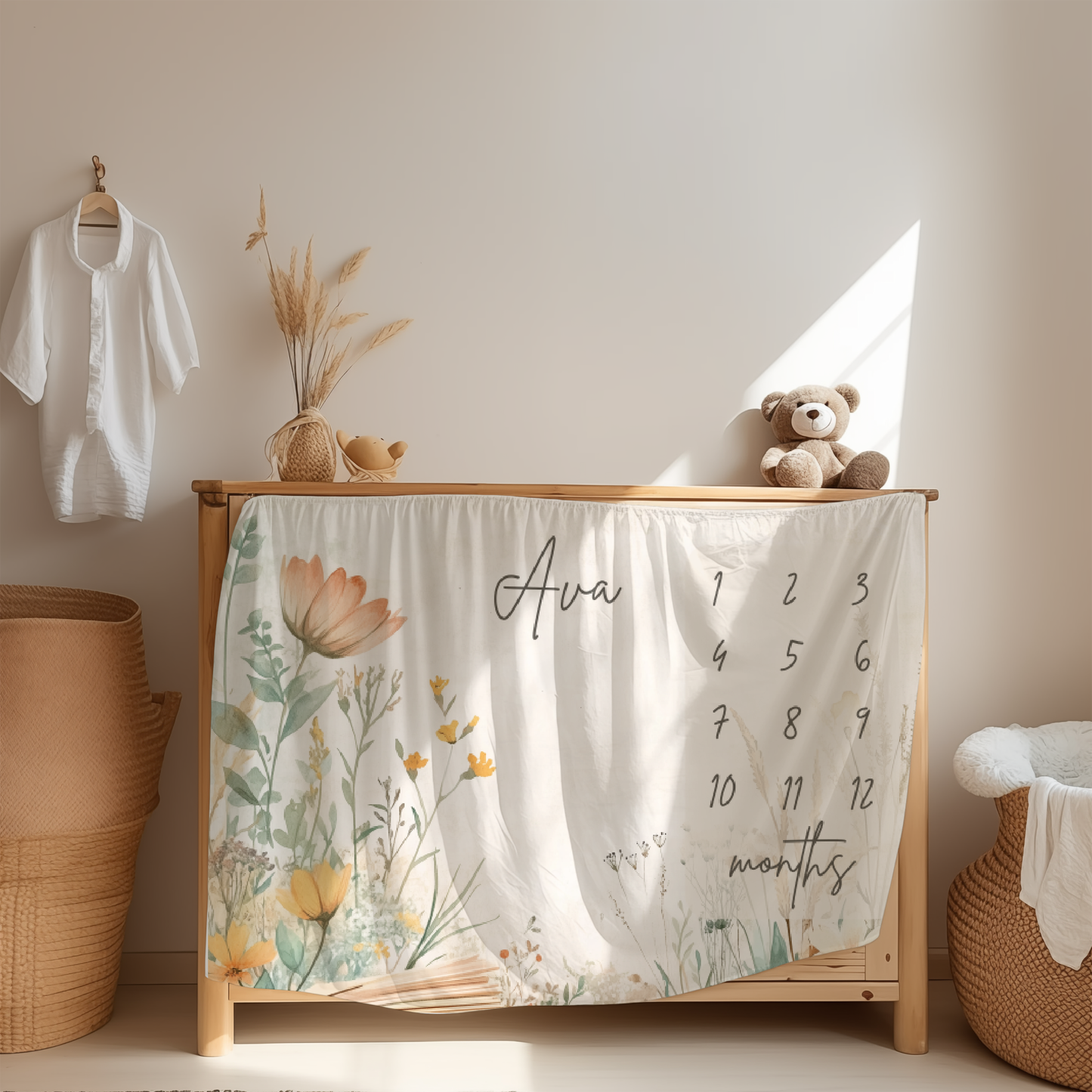 Personalized Milestone Blanket – Boho Floral