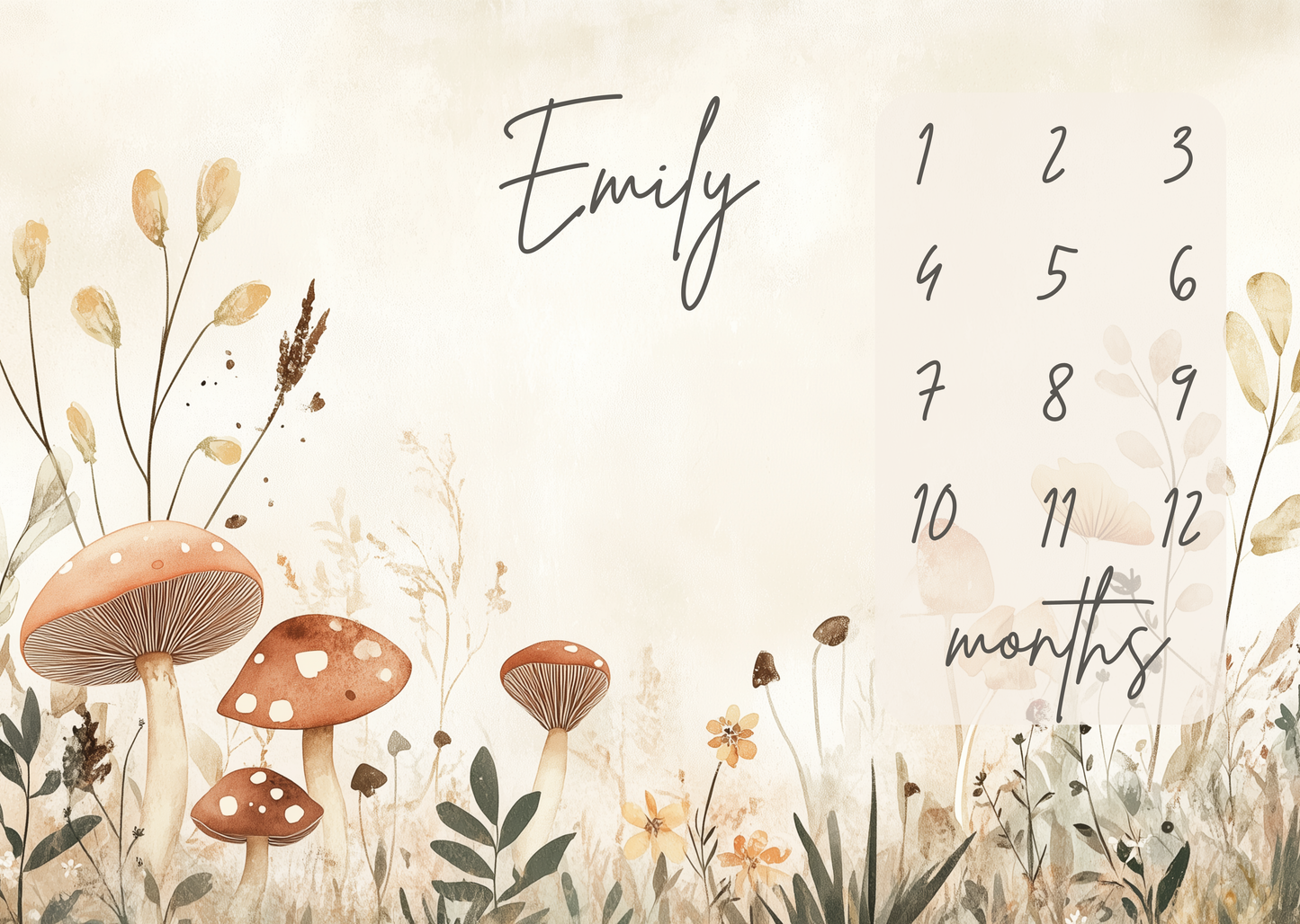 Personalized Milestone Blanket – Boho Mushrooms