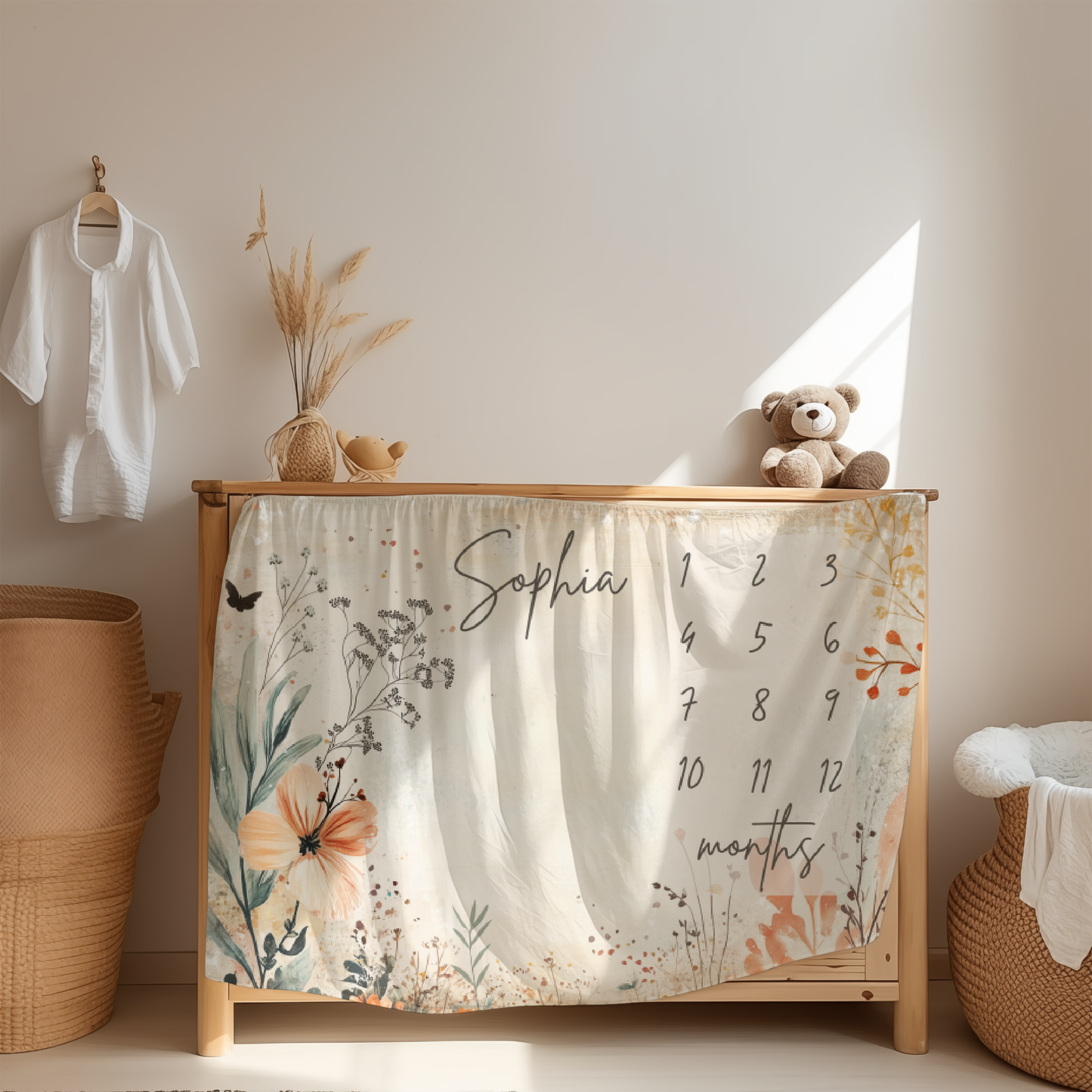 Personalized Milestone Blanket – Boho Floral