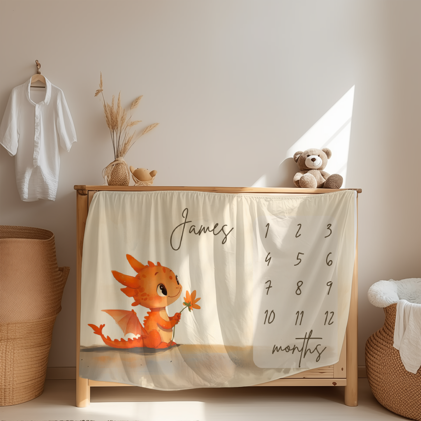 Personalized Milestone Blanket - Dino Friends