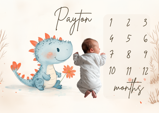 Personalized Milestone Blanket - Dino Friends