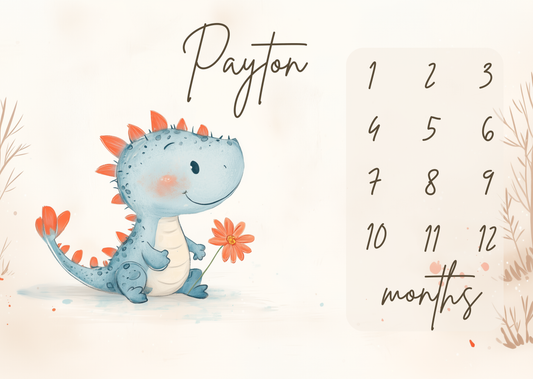 Personalized Milestone Blanket - Dino Friends