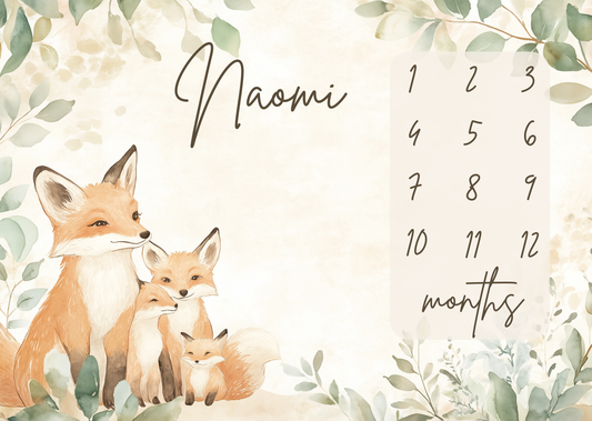 personalized-baby-milestone-blanket-woodland-fox-family-design