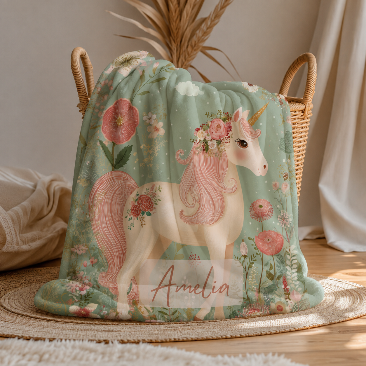 Personalized Unicorn Baby Blanket – Rose & Poppy Garden Design