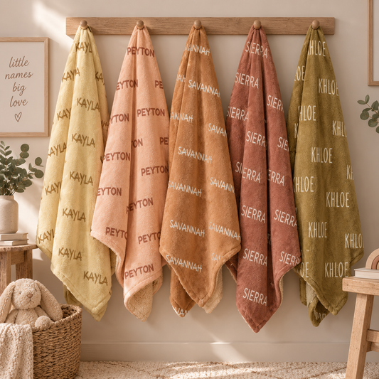 Personalized Baby Name Blanket – Terracotta Sunset
